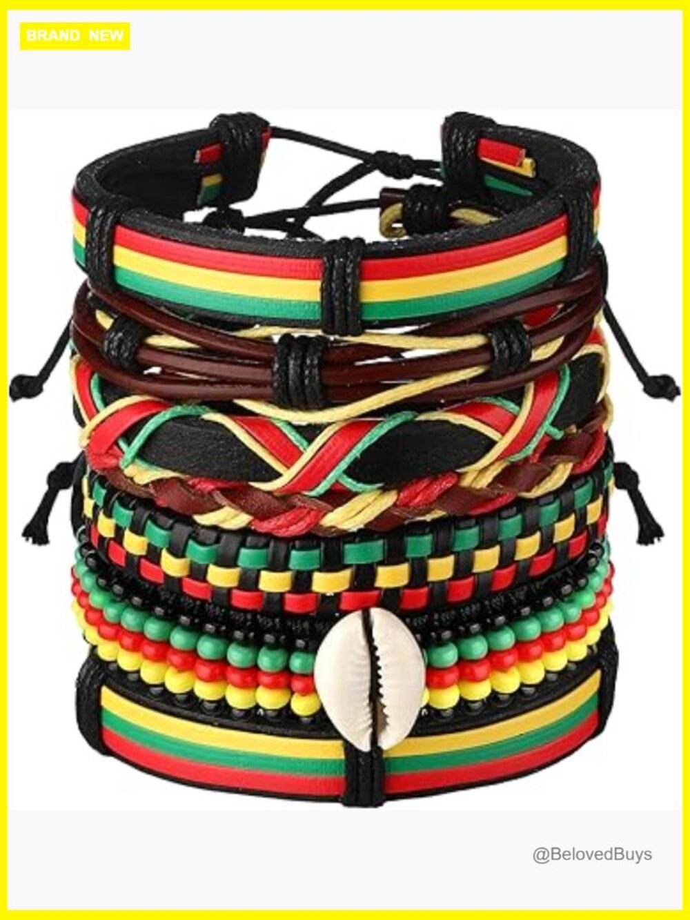 8 Pack Multi Layer Braided Bracelets Adjustable Tribal Wristbands